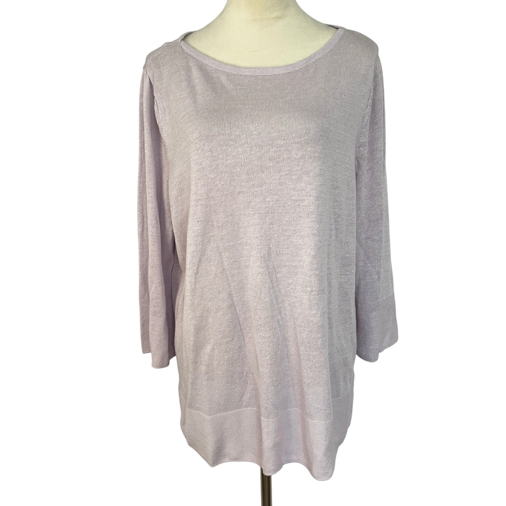 J. Jill Linen Blend Knit Top Lightweight Casual Purple‎ Tunic Womens XL